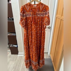 Bohemian Paisley Print In Loom Orange Dress